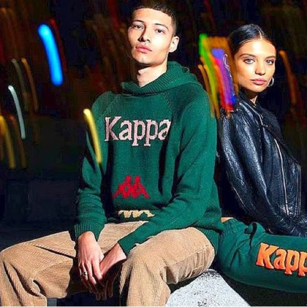 Kappa Knit Hoodie Sweater Kasmart Green Mens‎ Rare Size Medium NWOT